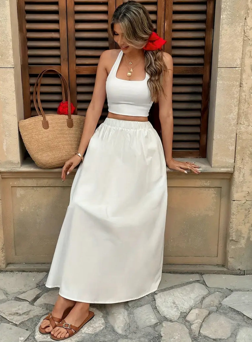 White A line Skirt