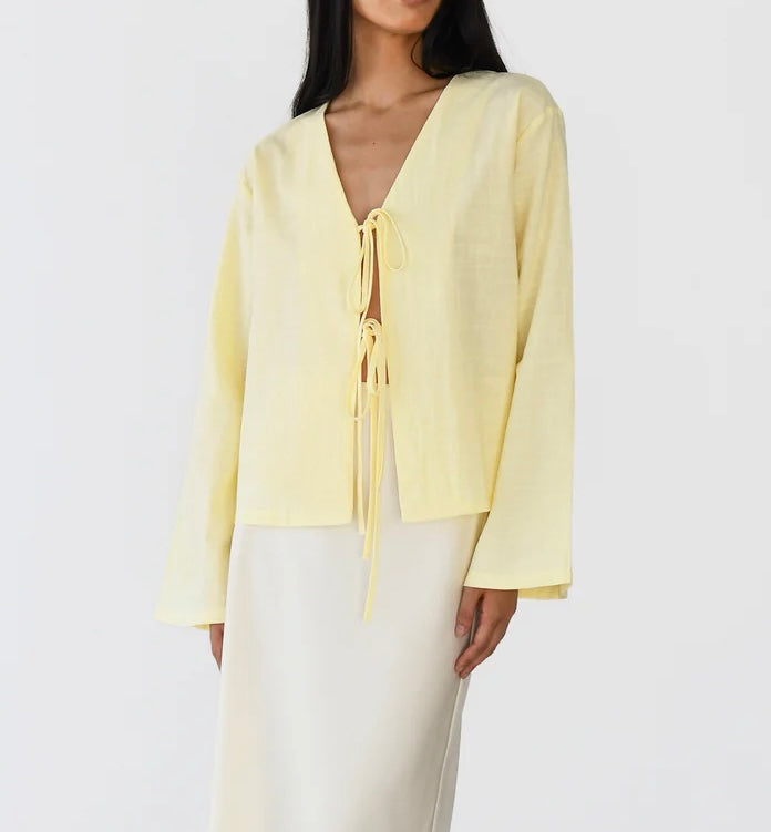 Butter Yellow Front tie Blouse