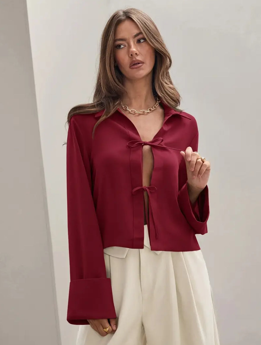 Lace up Maroon shirt