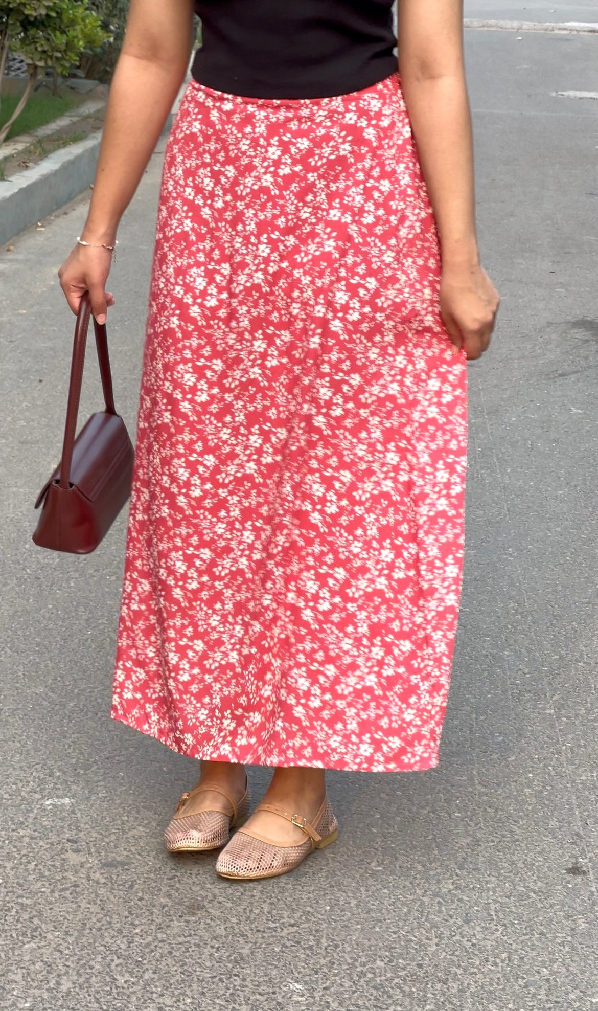 Scarlet floral skirt