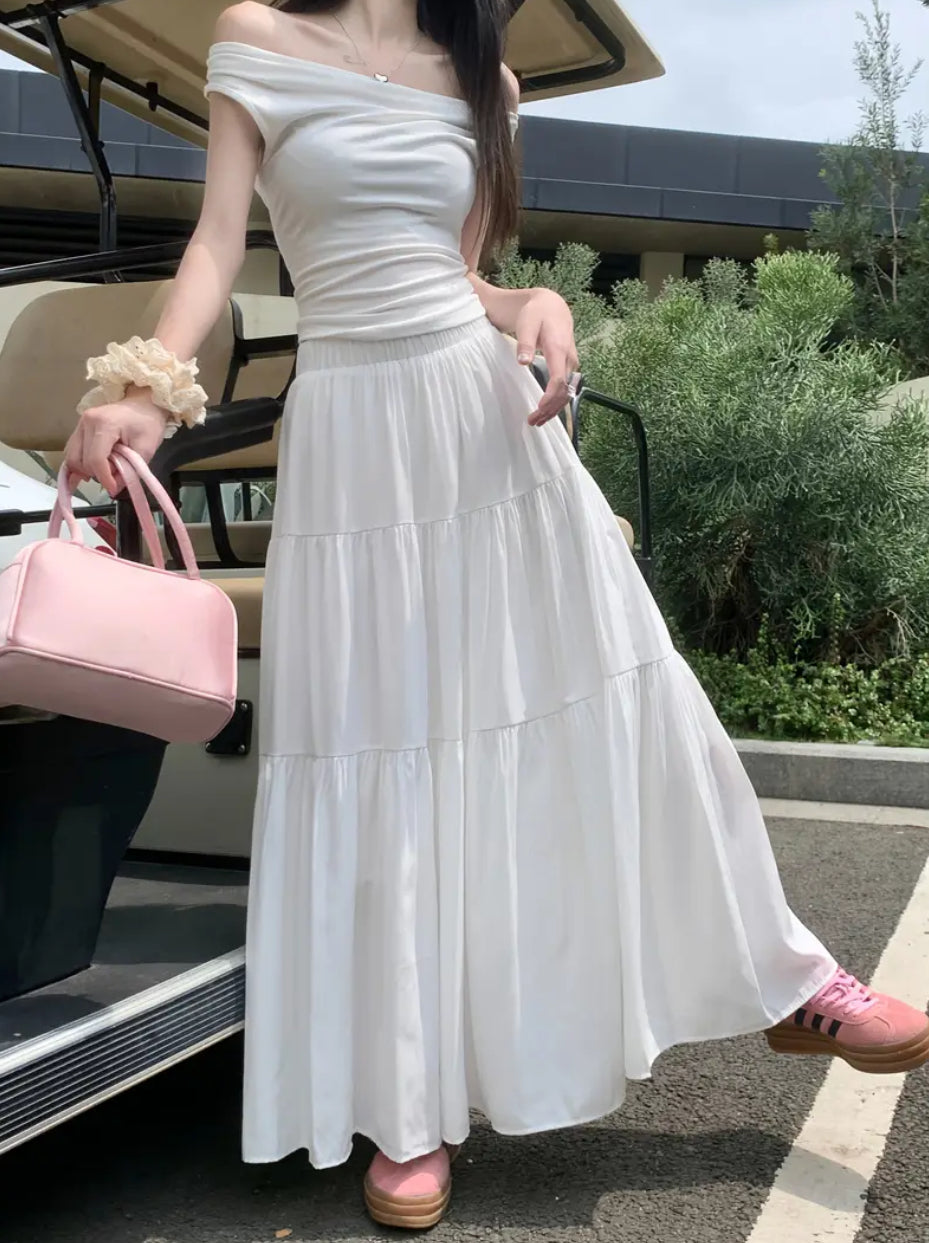 White layered Maxi Skirt