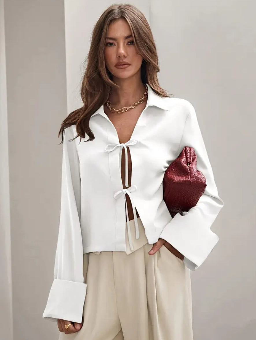 Lace up white shirt