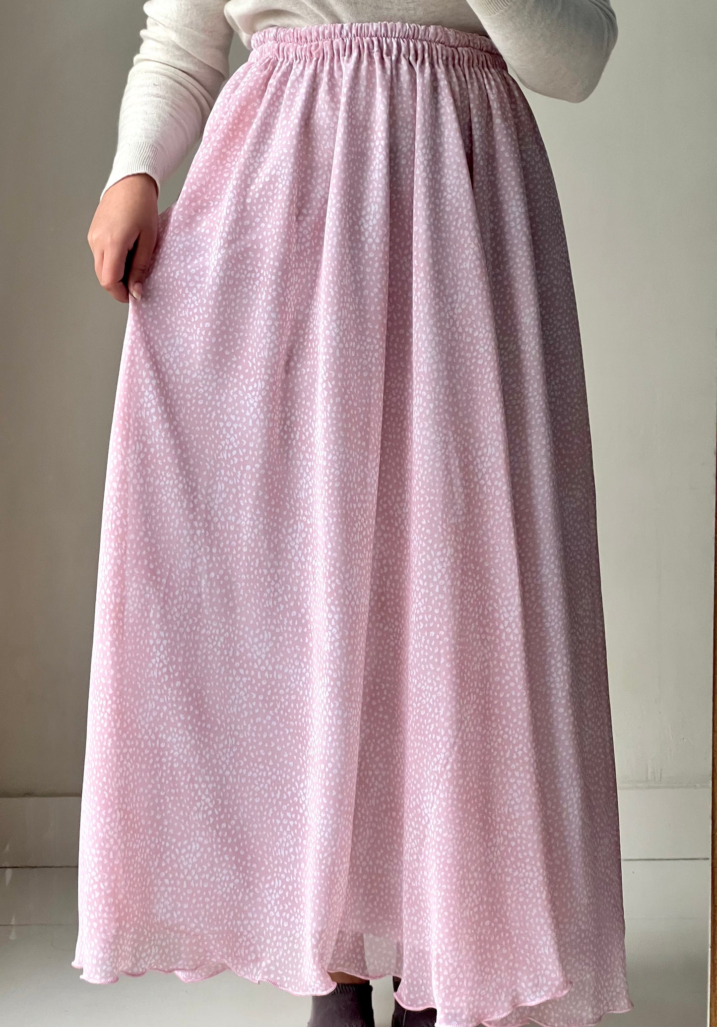 Pink Chiffon Spring Skirt