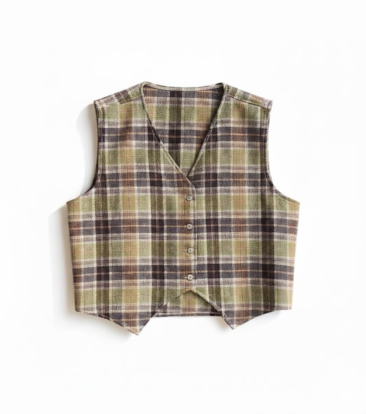 Earthy check vest