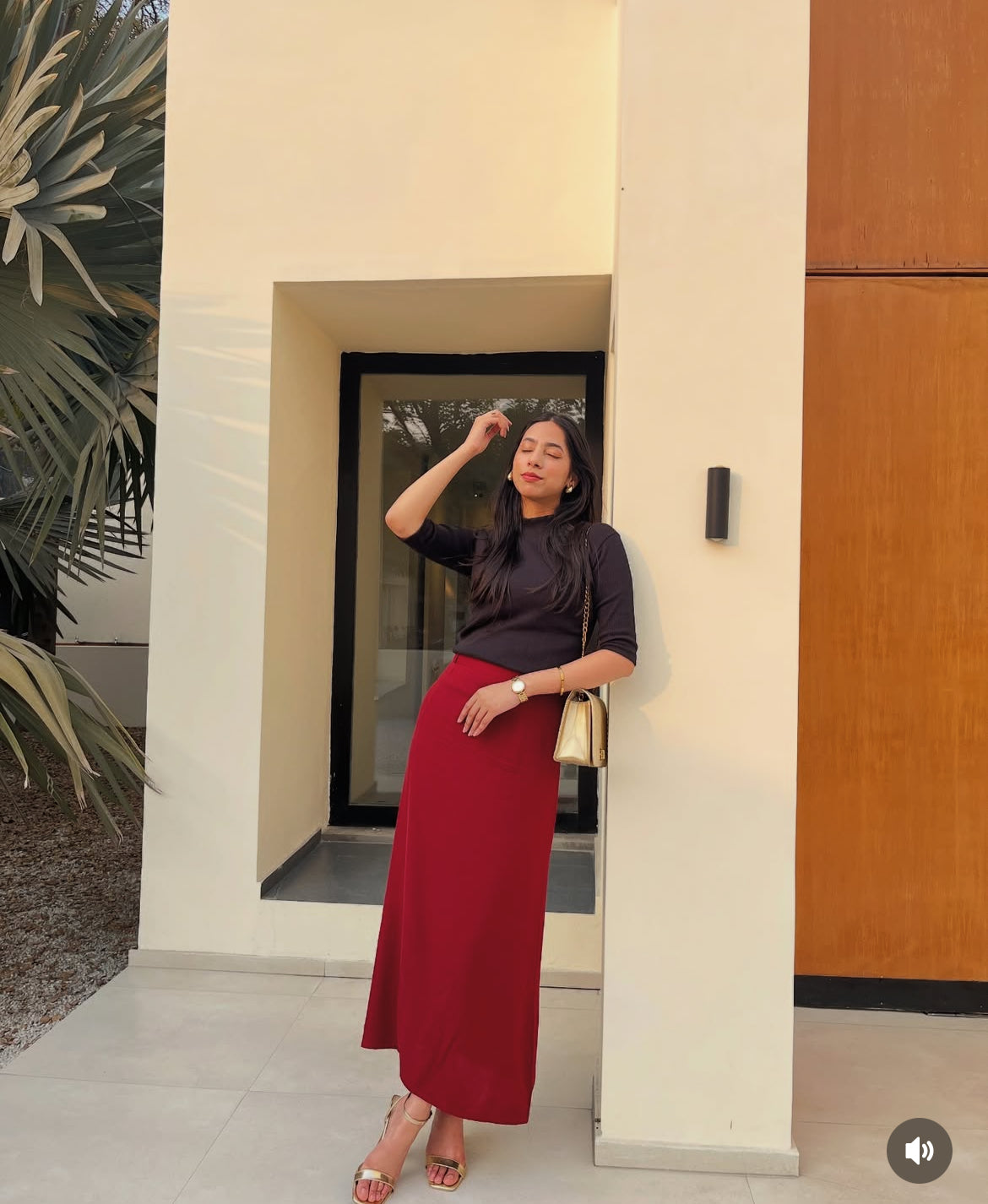 Maroon Linen Skirt