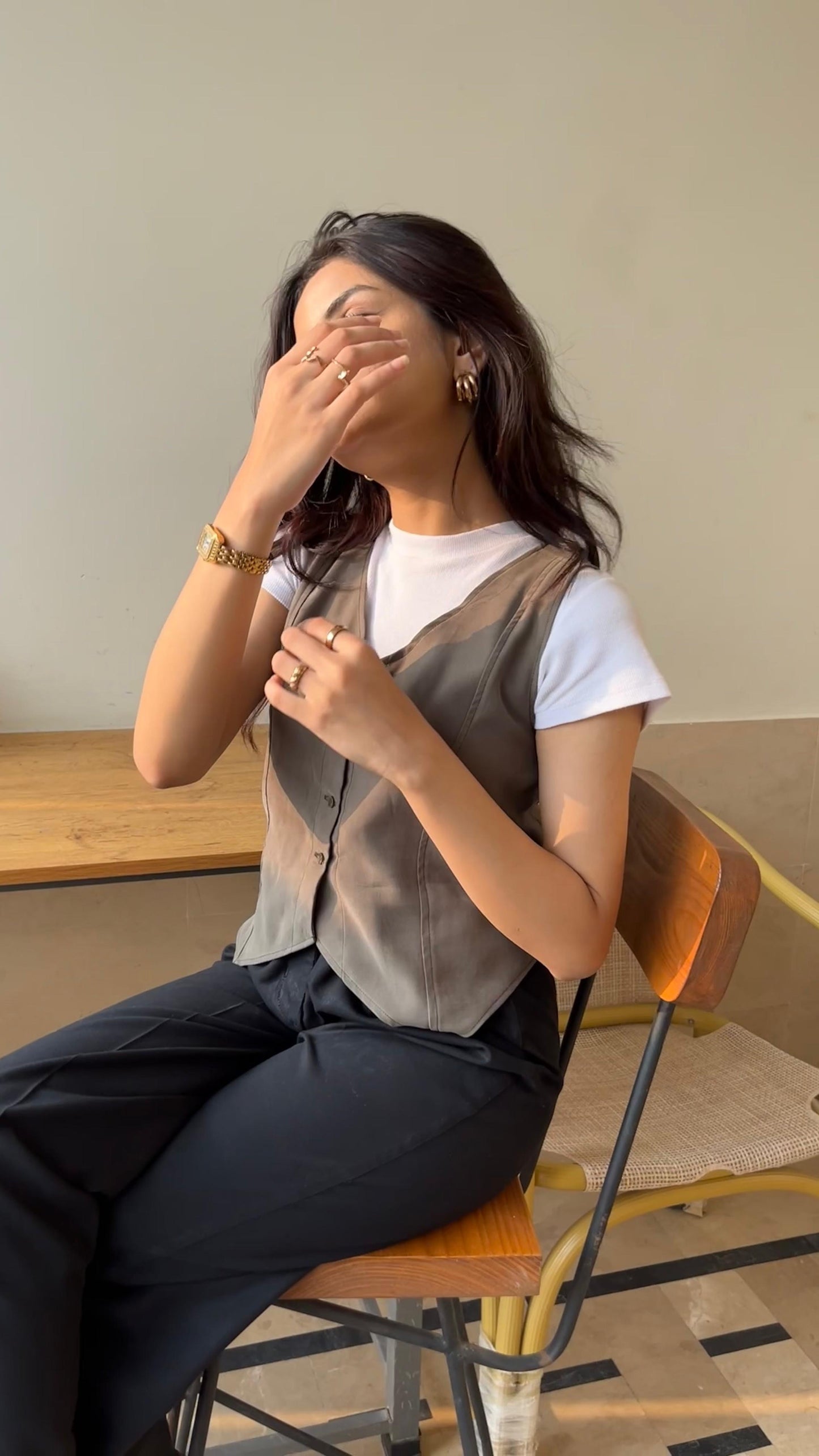 Dusty Olive Vest with corset back