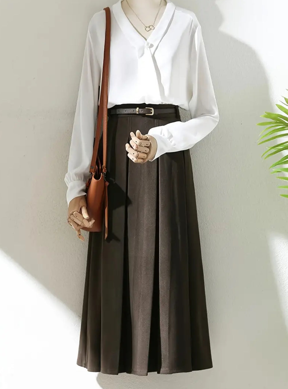 Elegant high waist pleated Skirt