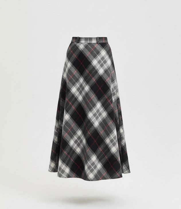 Black check wool skirt