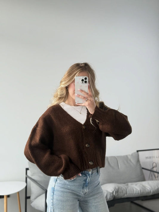 Crop Top Brown knit Sweater