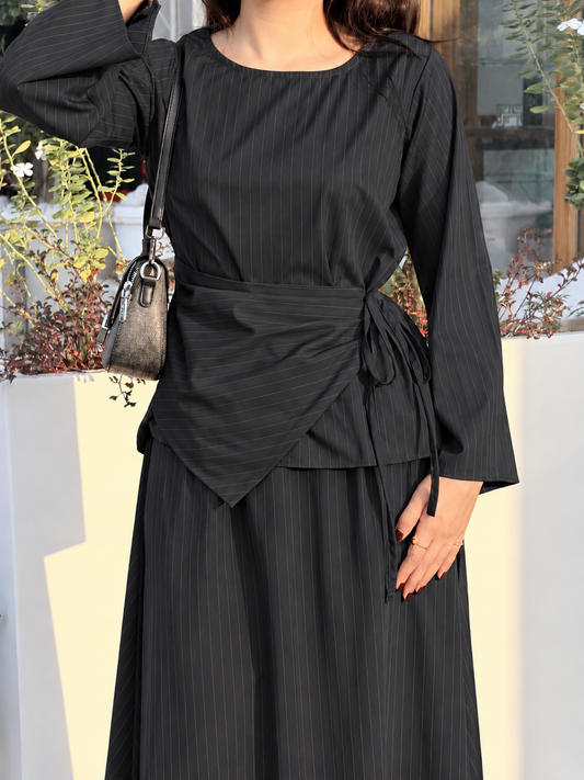 Ash black knot Pinstripe Co-ord Set