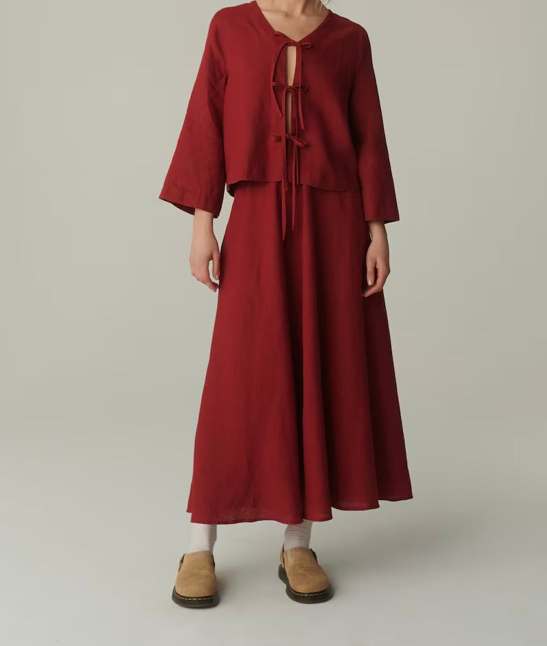 Maroon front tie blouse