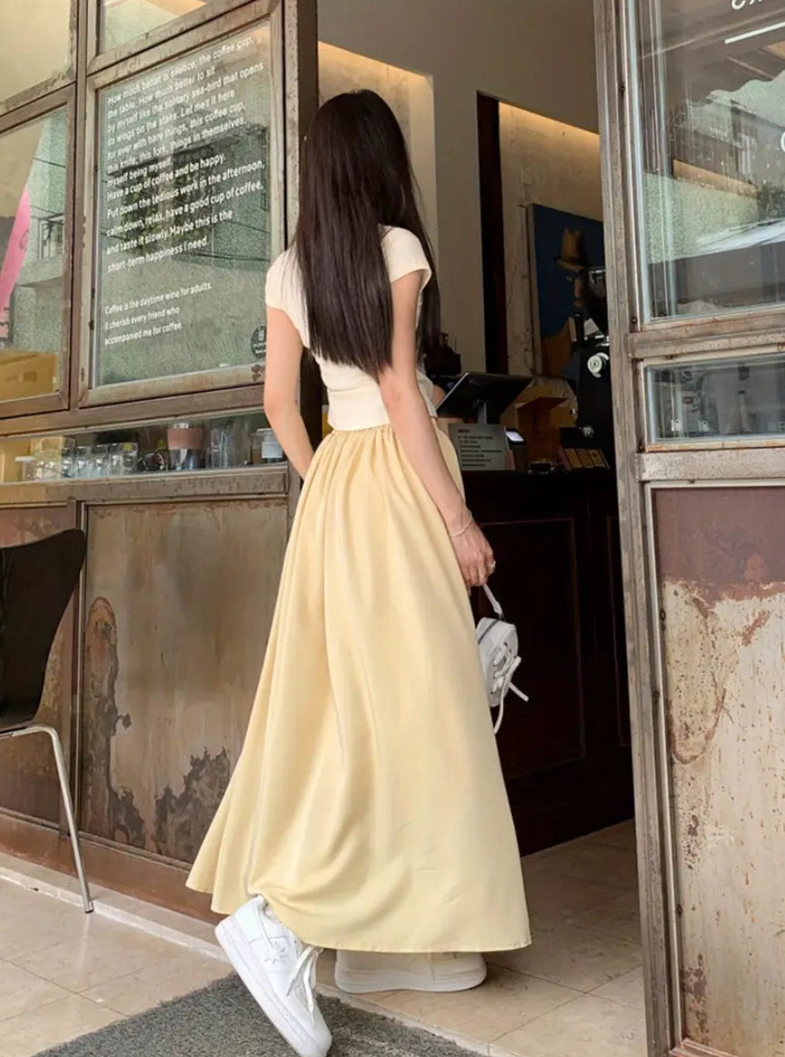 Butter yellow maxi skirt