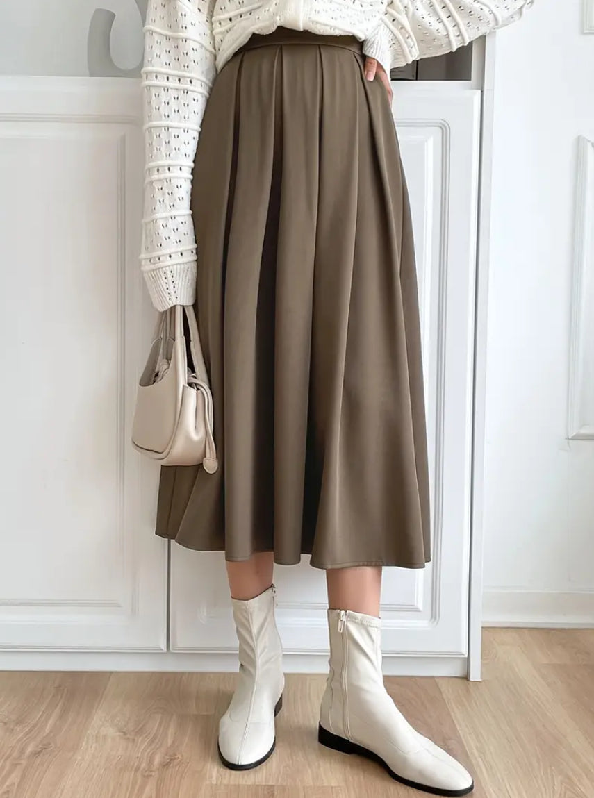 Oatmeal delight Pleated Skirt