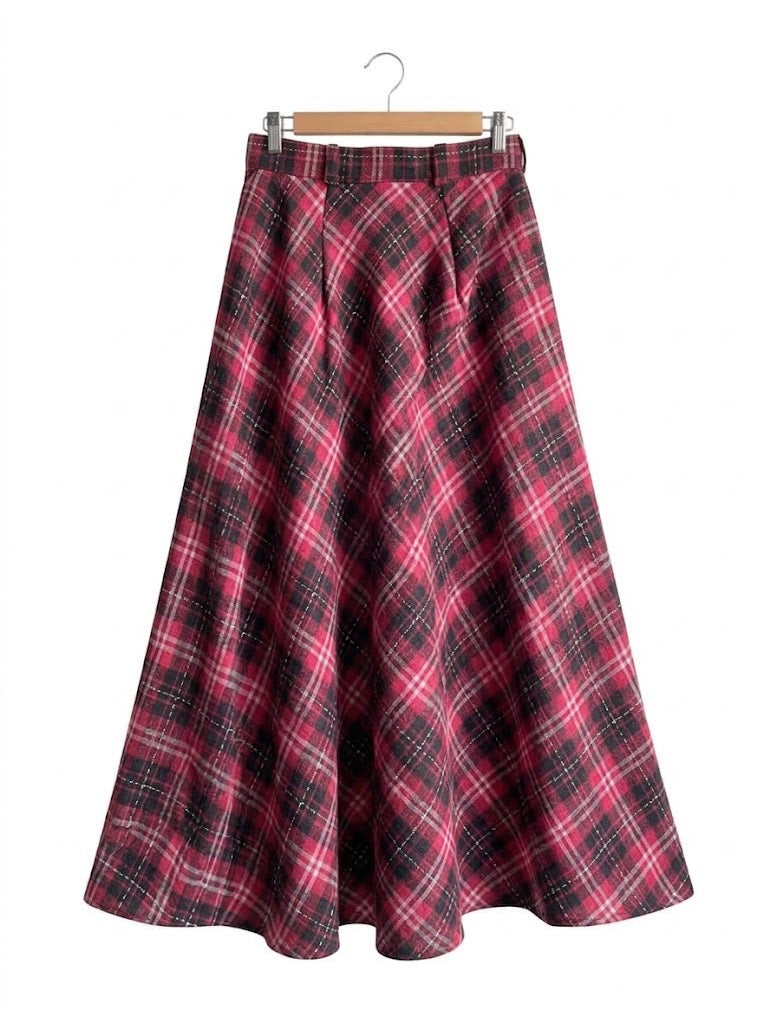 Red Wood Plaid Skirt
