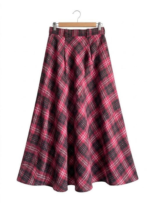 Red Wood Plaid Skirt