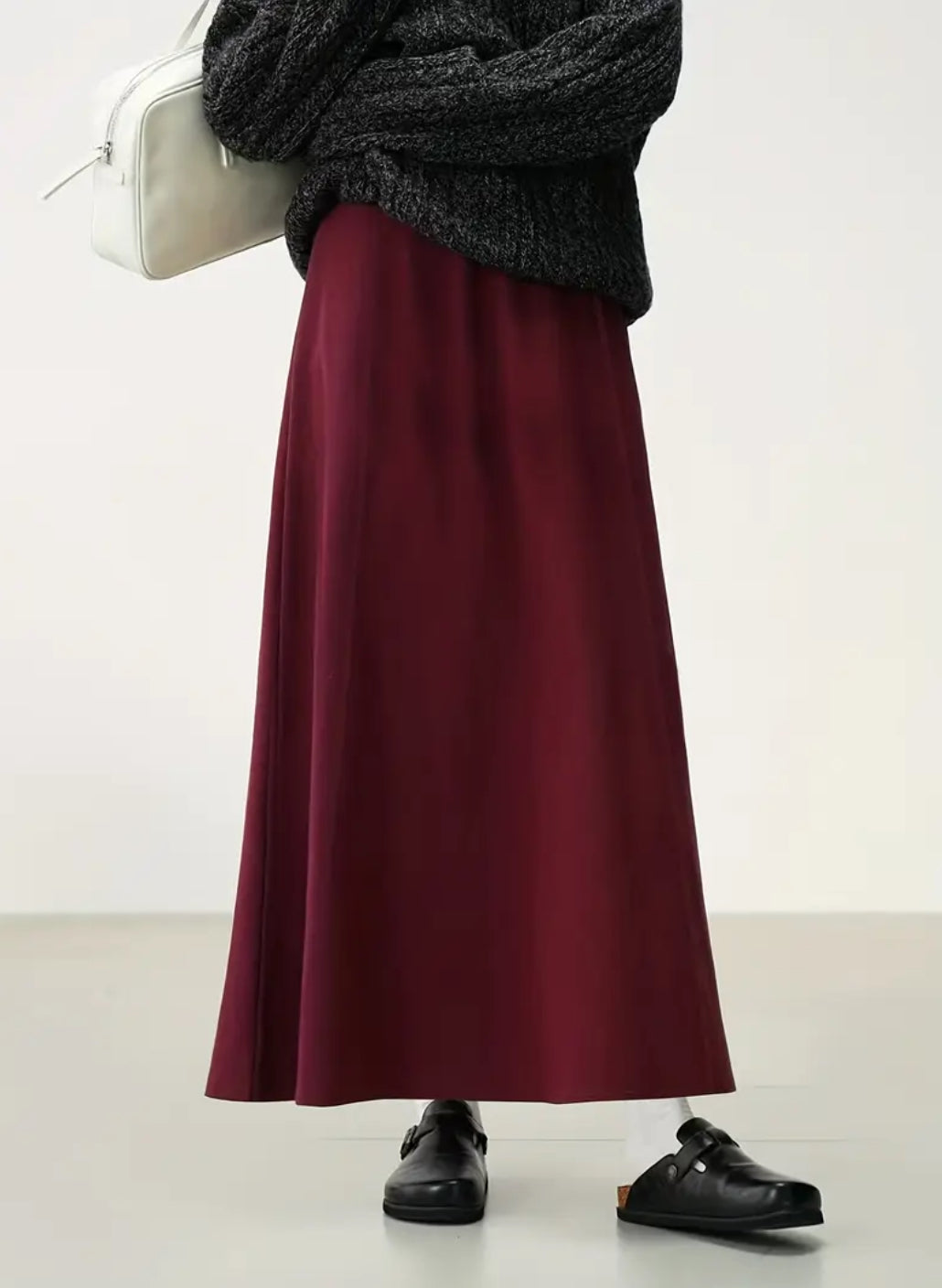 Maroon Flared Skirt