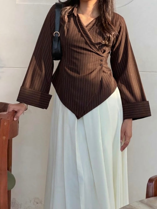 Chocolate Pinstripe Top