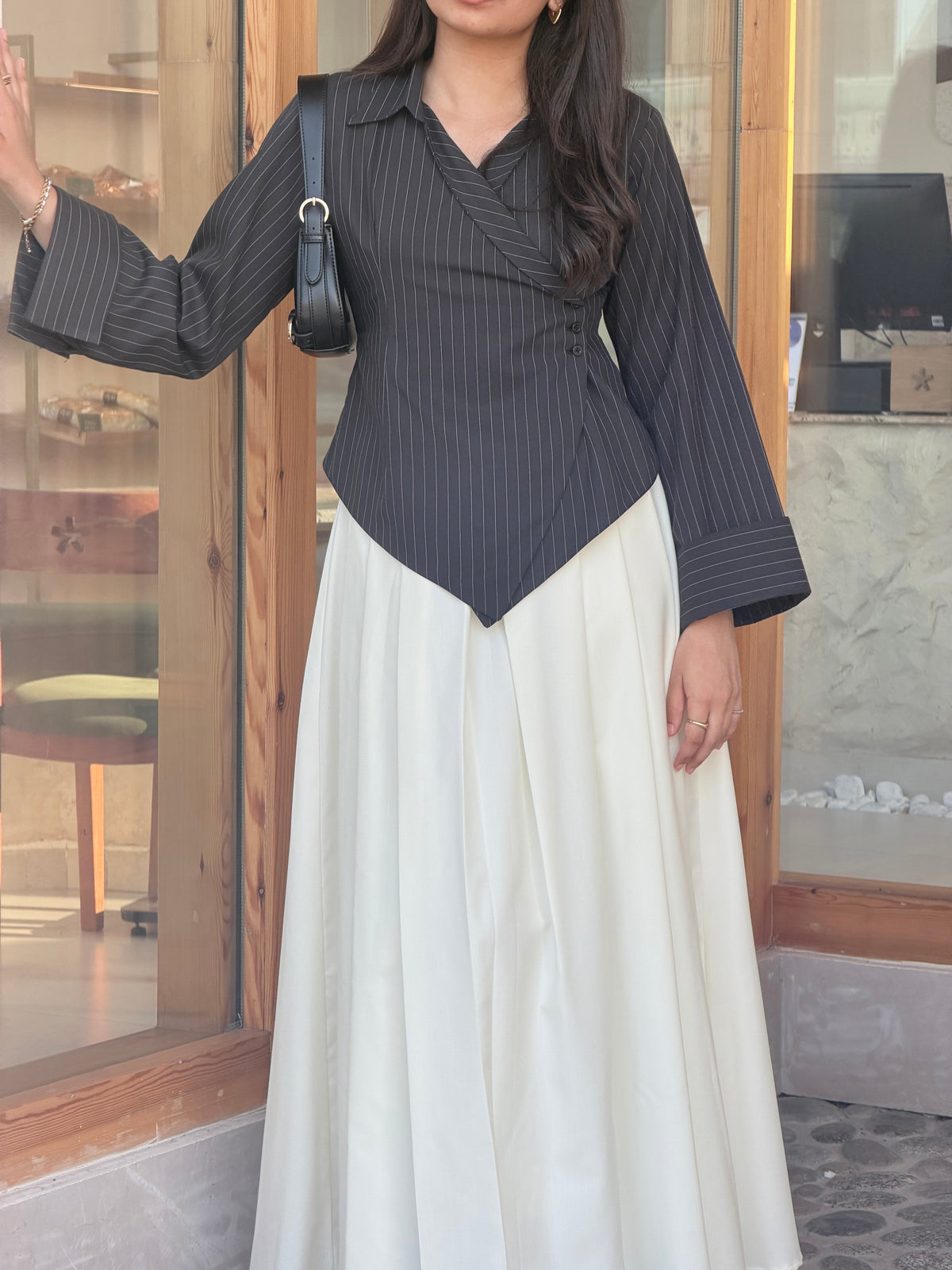 Ash Pinstripe Top