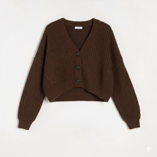 Crop Top Brown knit Sweater