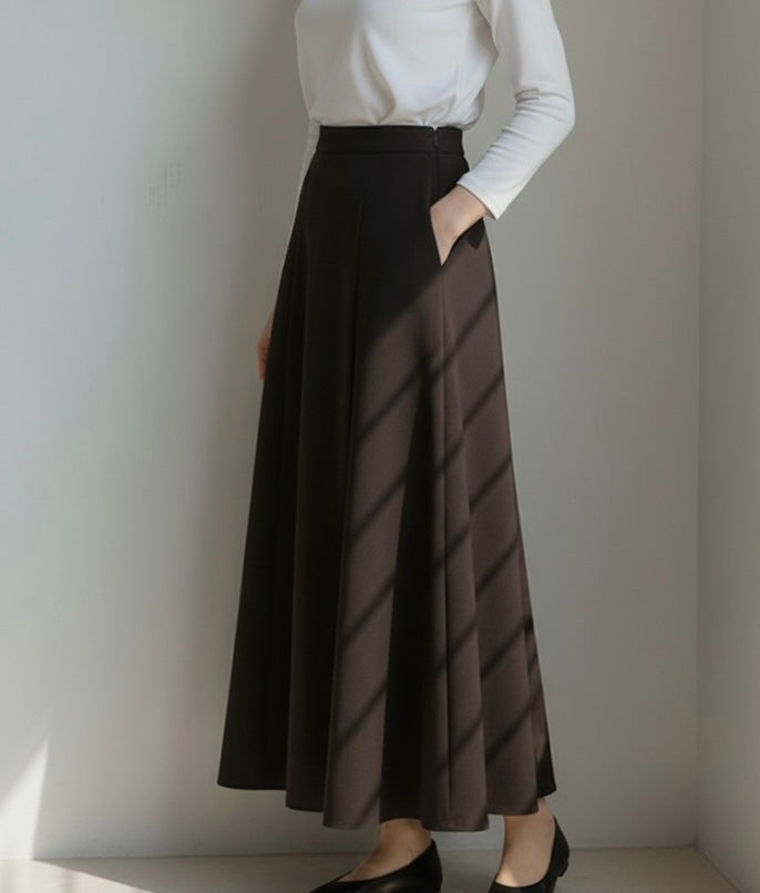 Chocolate Brown A line Skirt