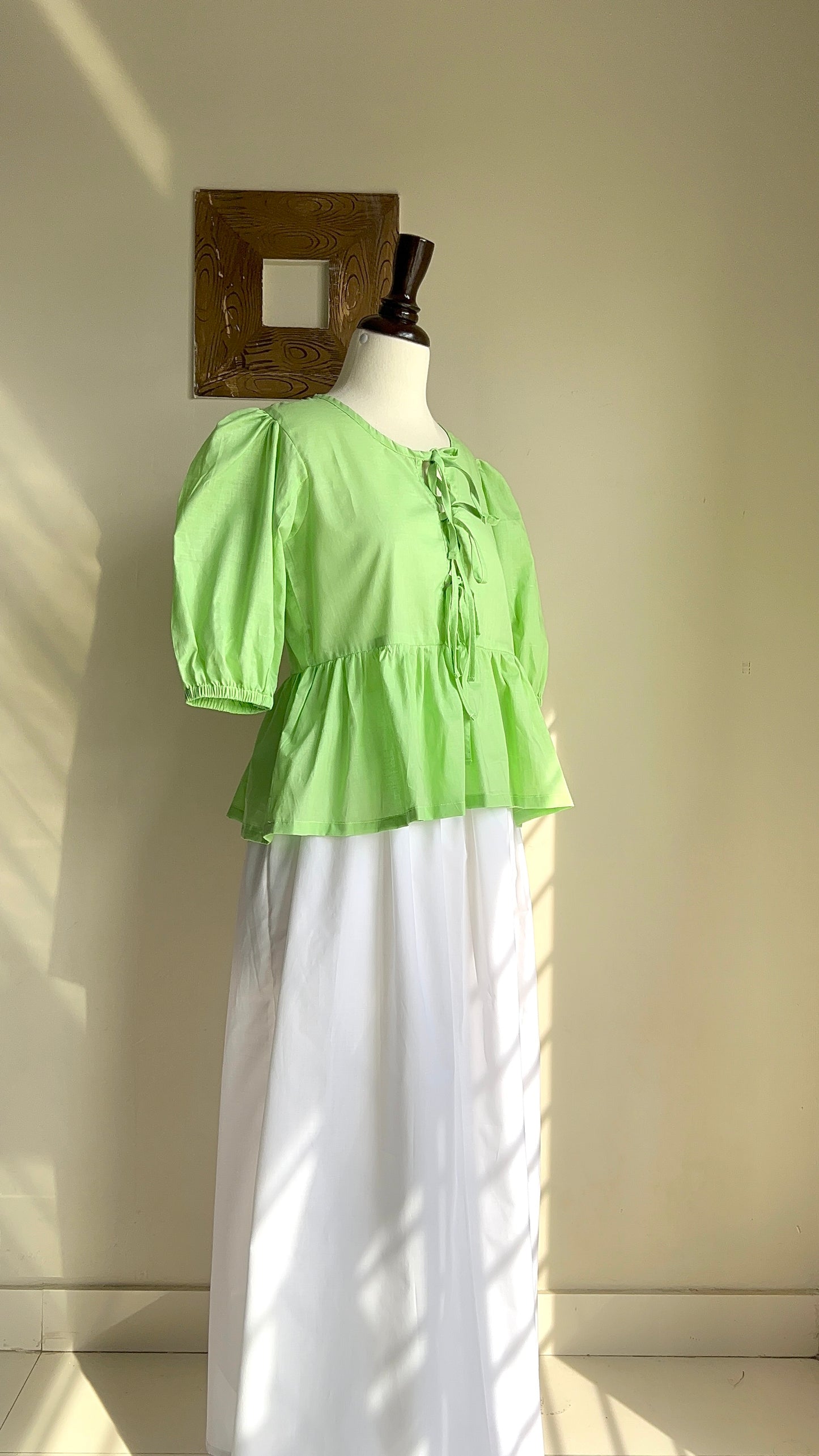 Green front tie top