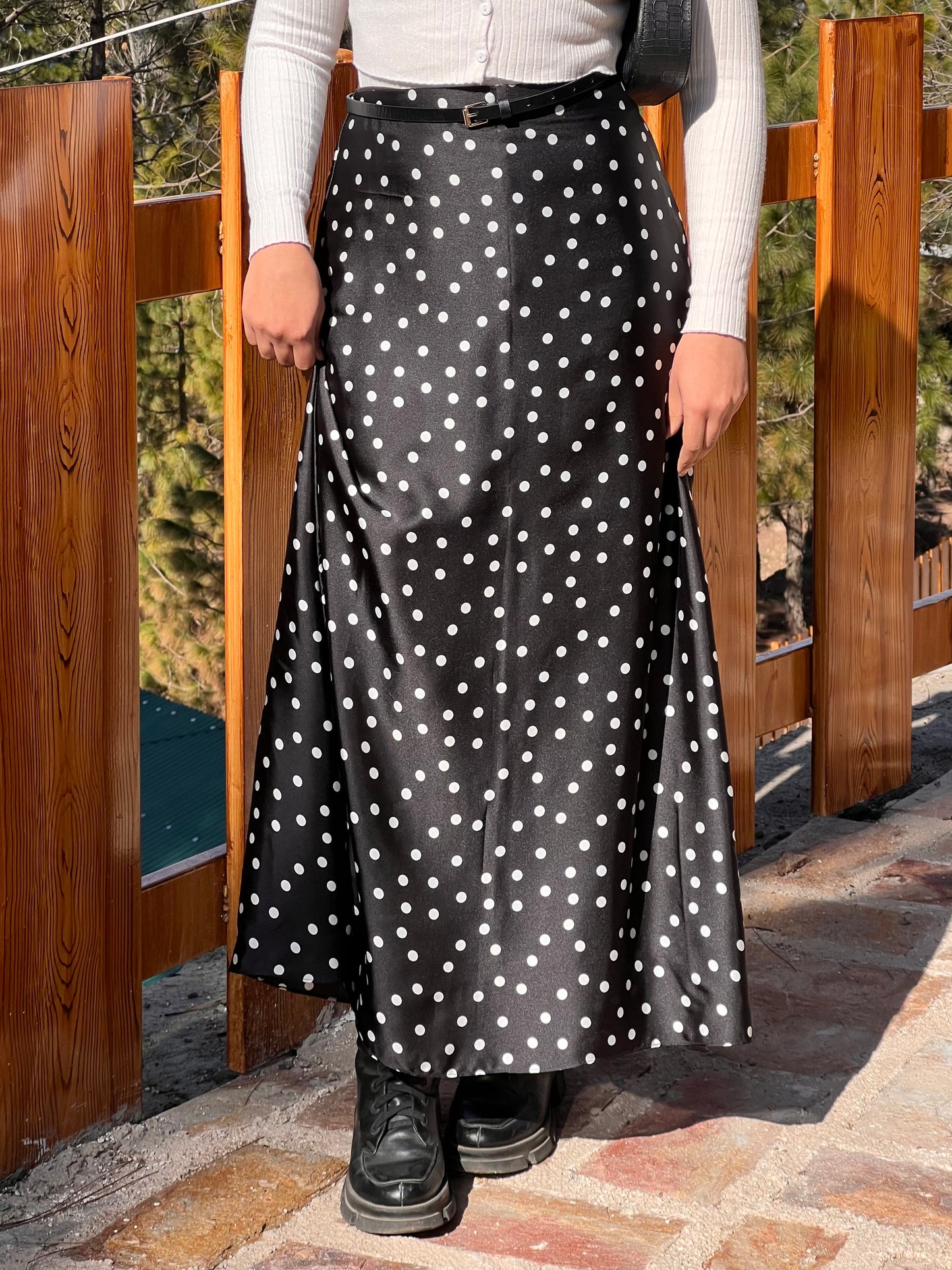 Black polka dot skirt