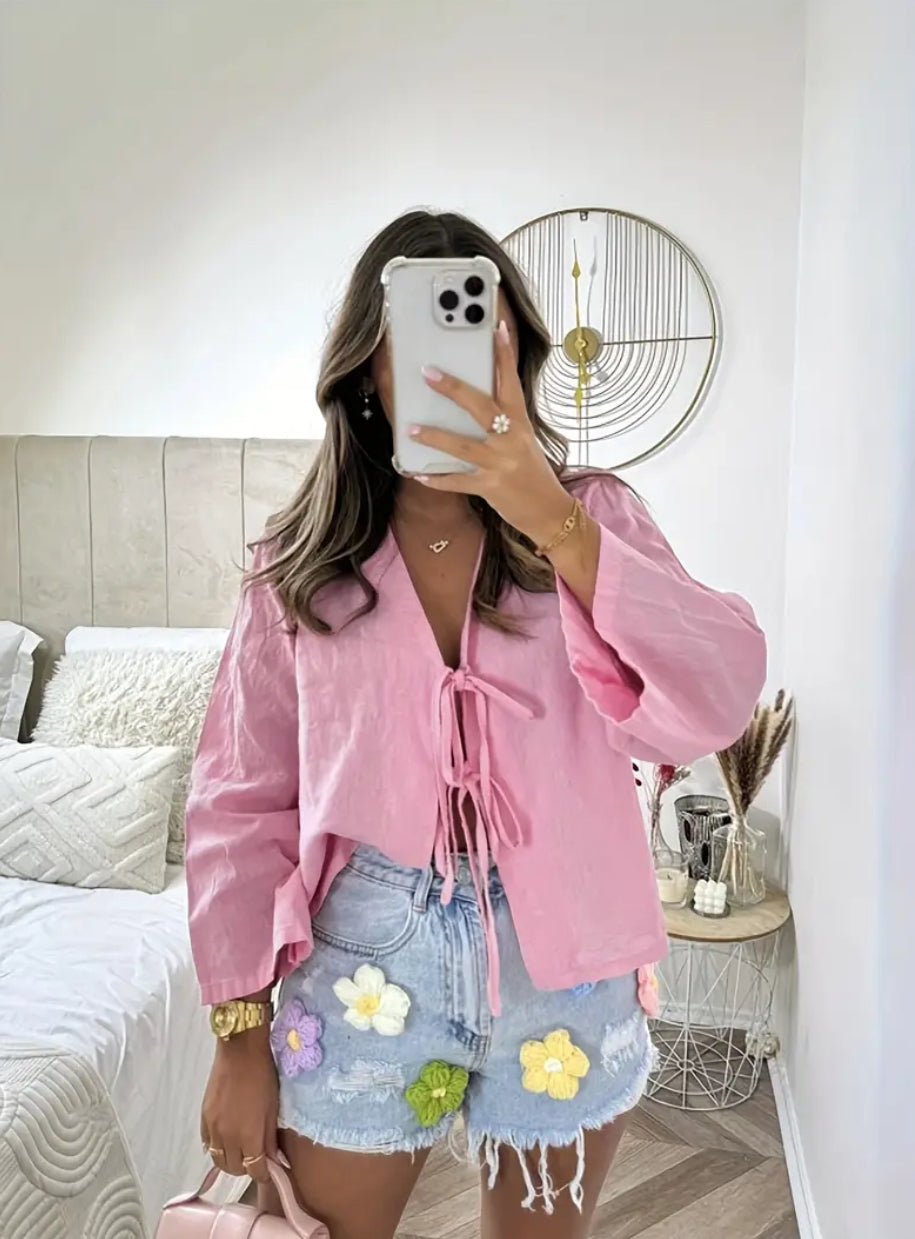Front tie blouse