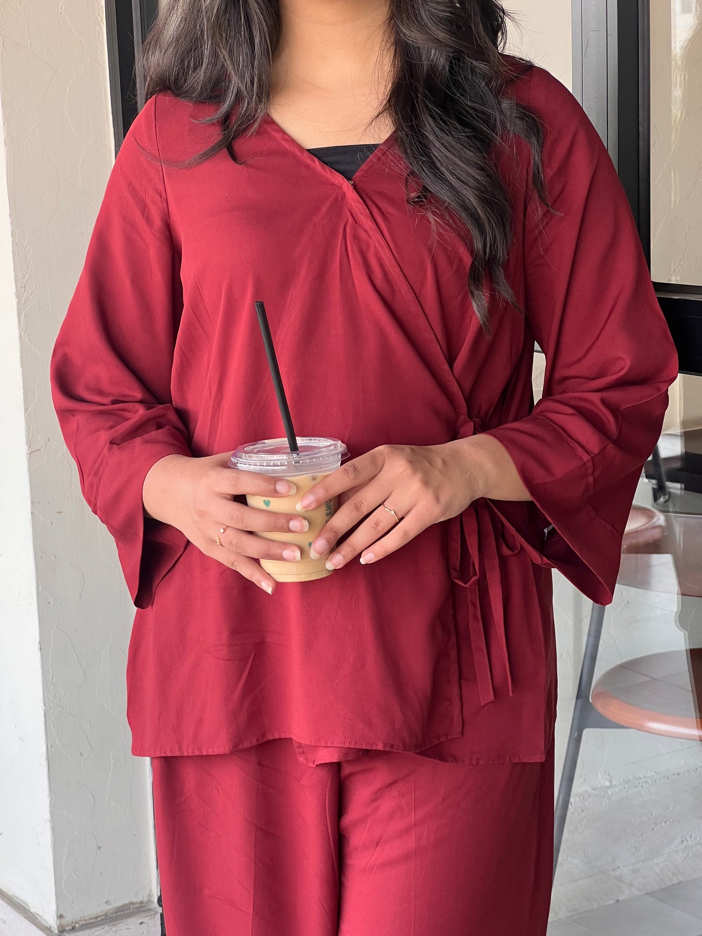 Maroon Wrap Co ord