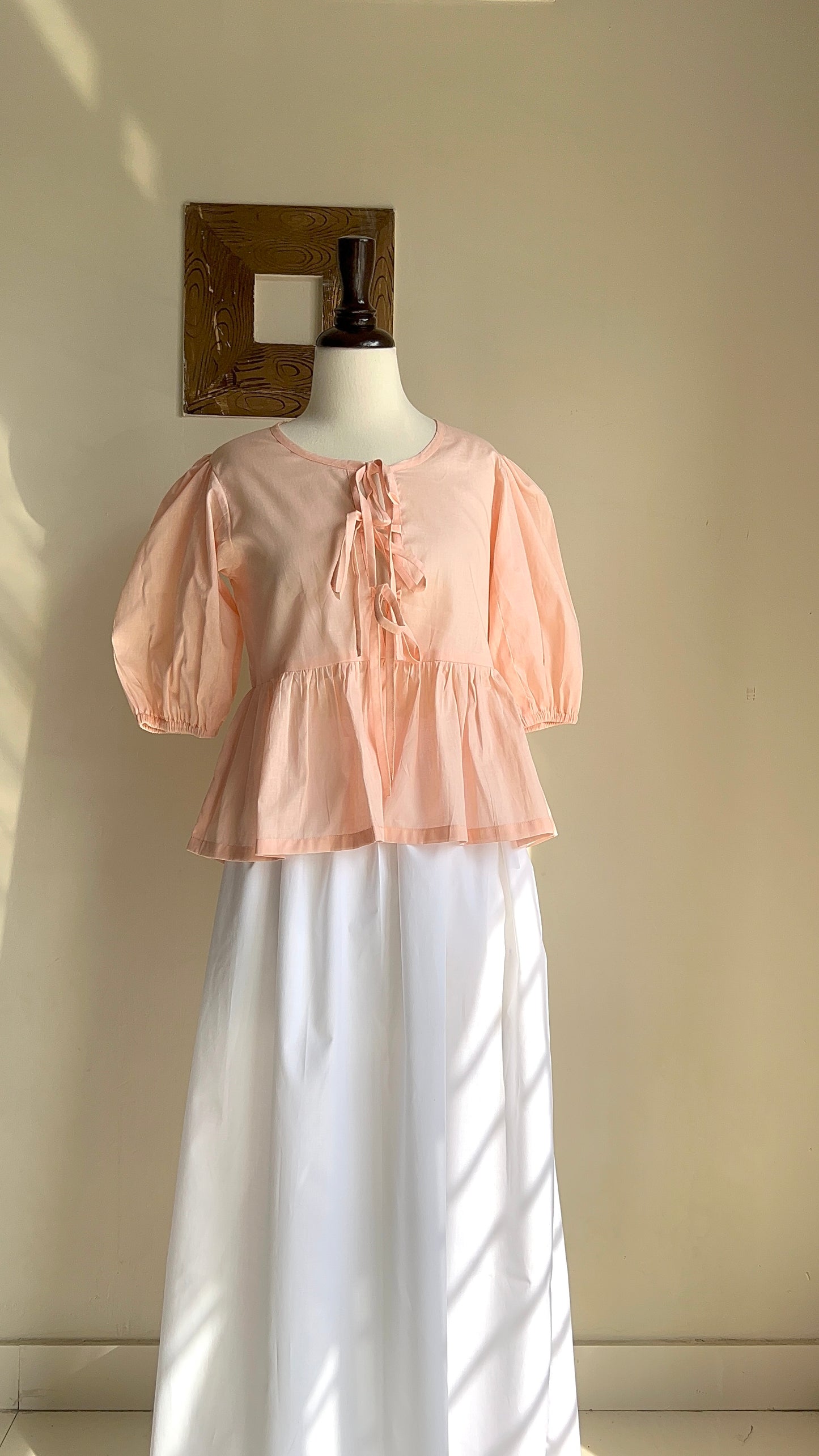 Baby pink front tie top