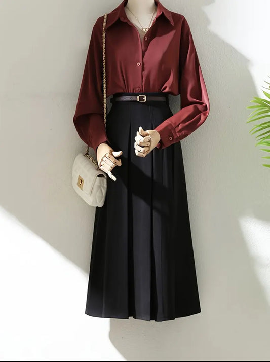 Elegant high waist pleated Skirt