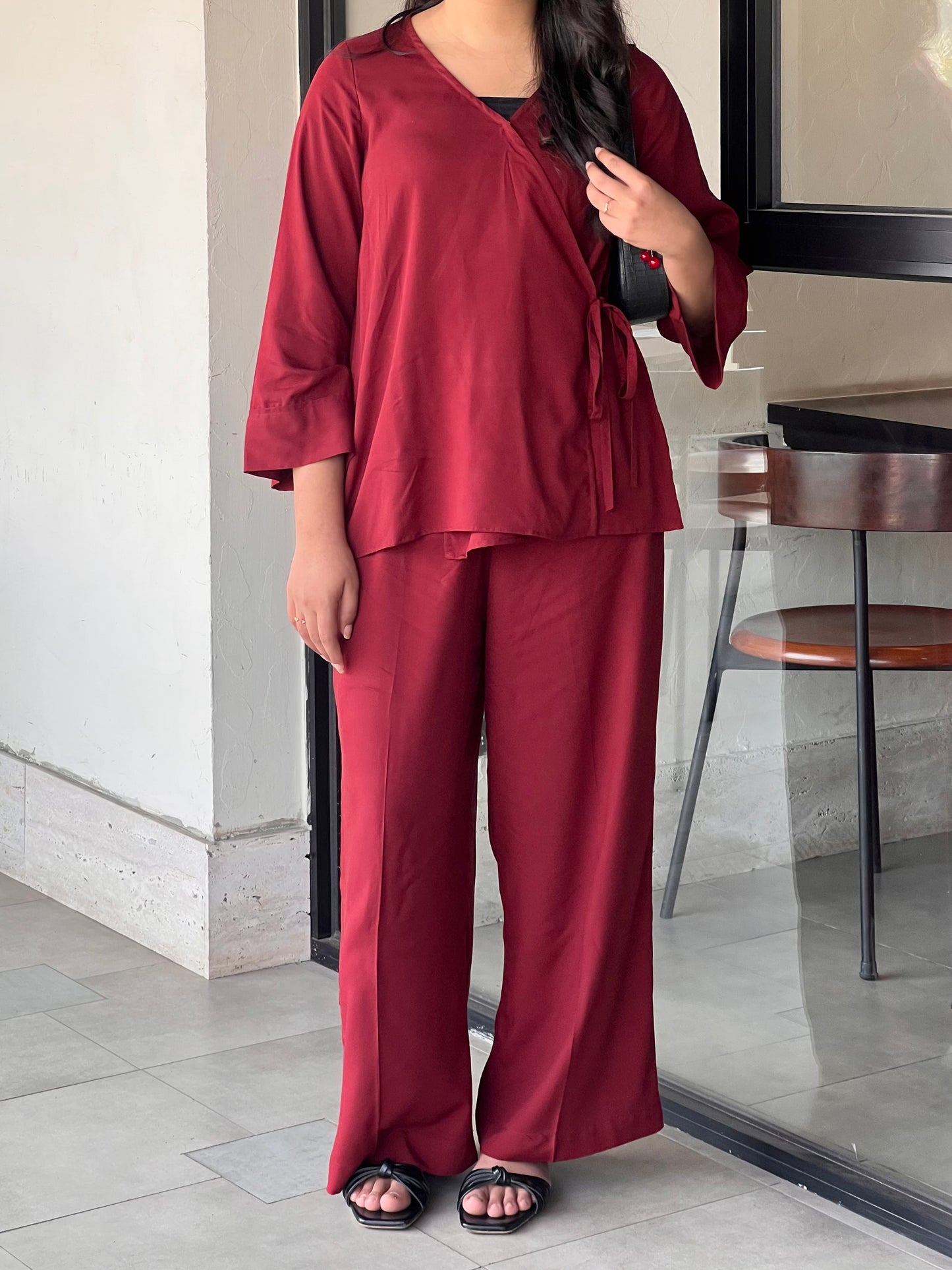 Maroon Wrap Co ord
