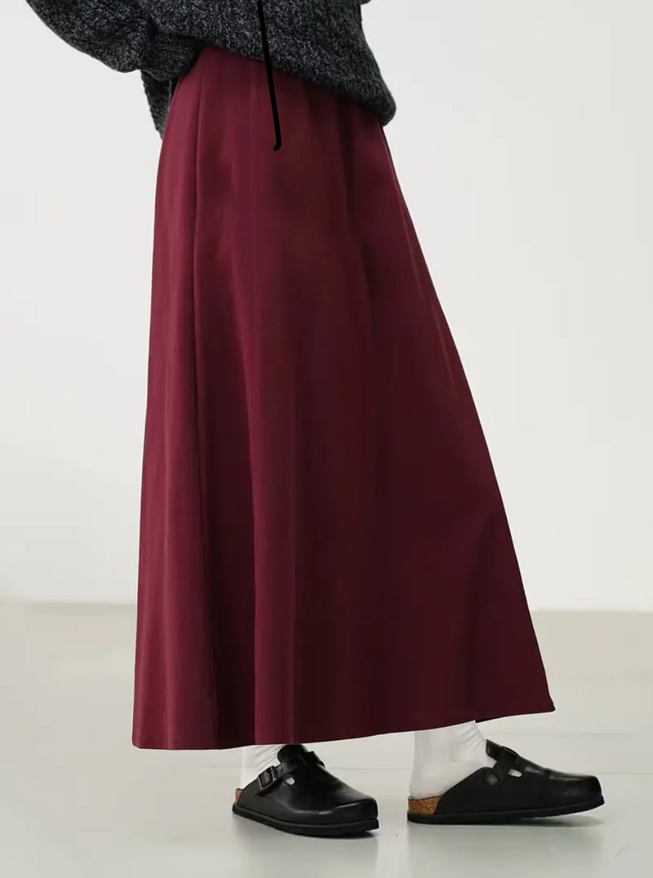 Maroon Flared Skirt