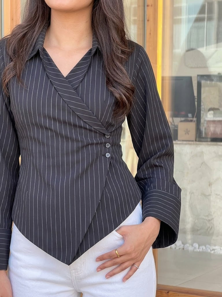 Ash Pinstripe Top