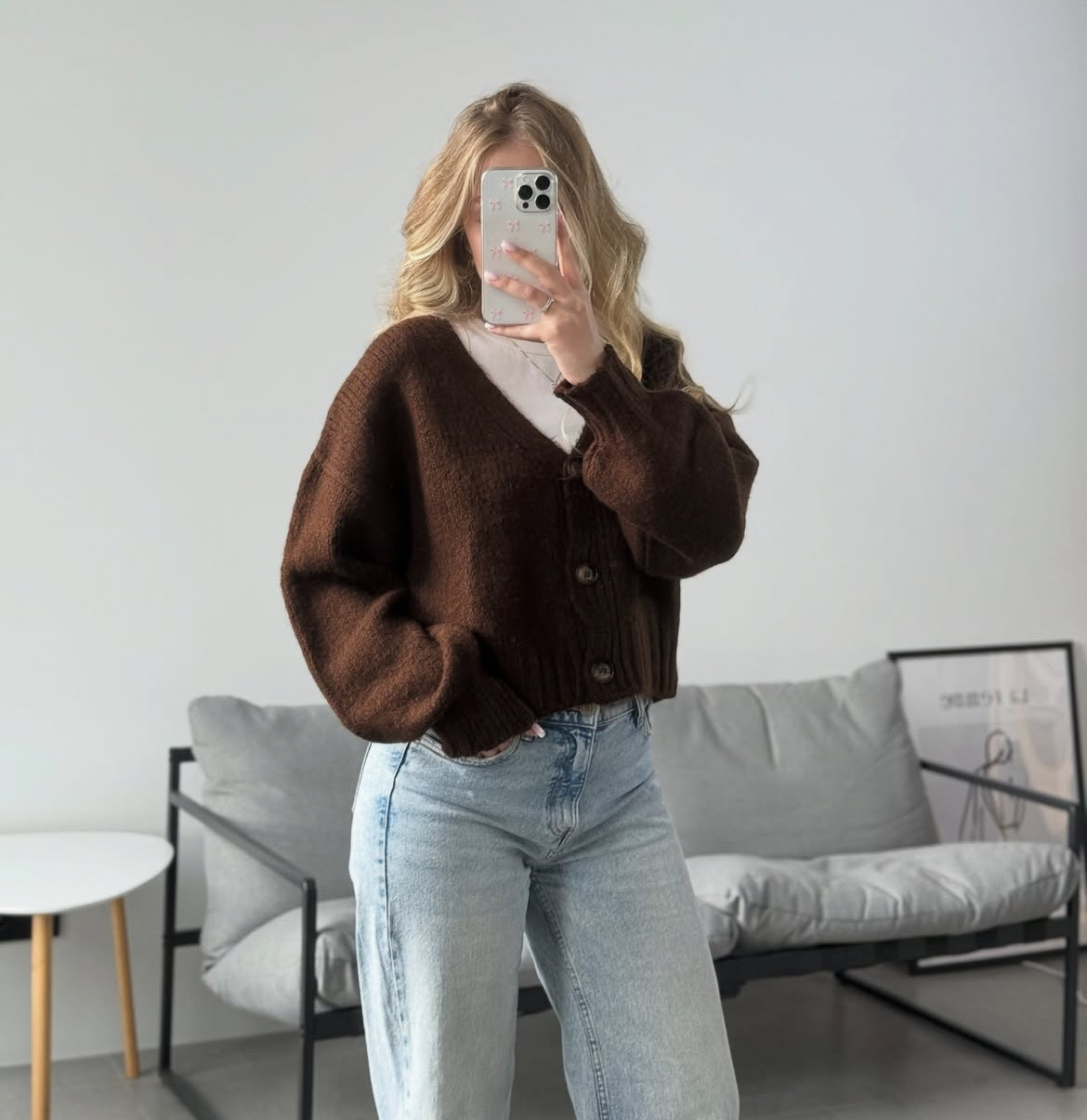 Crop Top Brown knit Sweater
