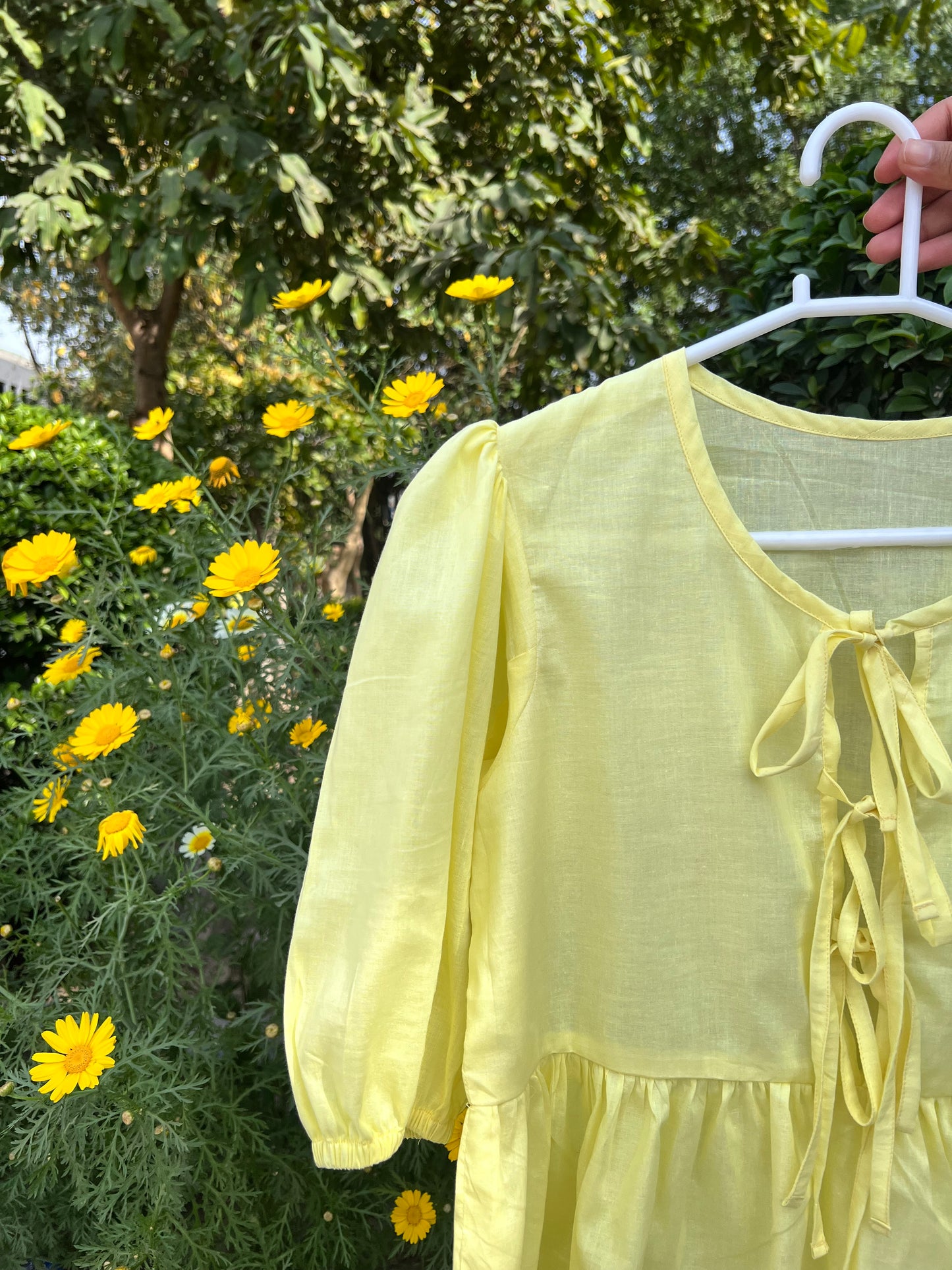 Butter Yellow Front tie top