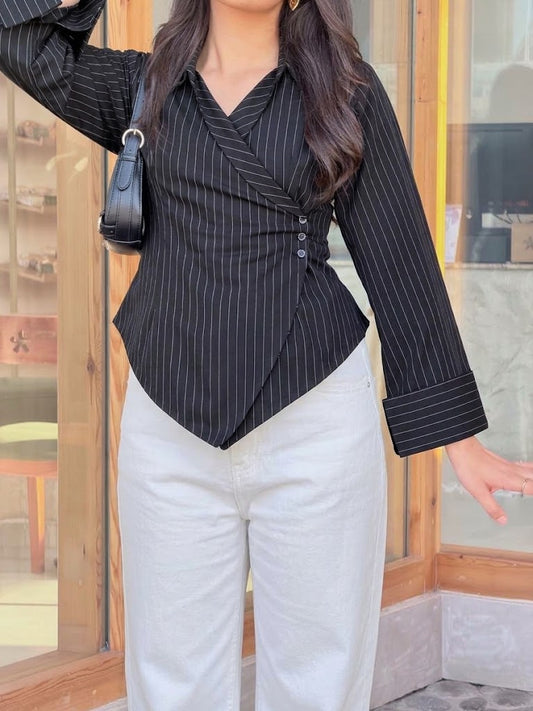 Ash Pinstripe Top