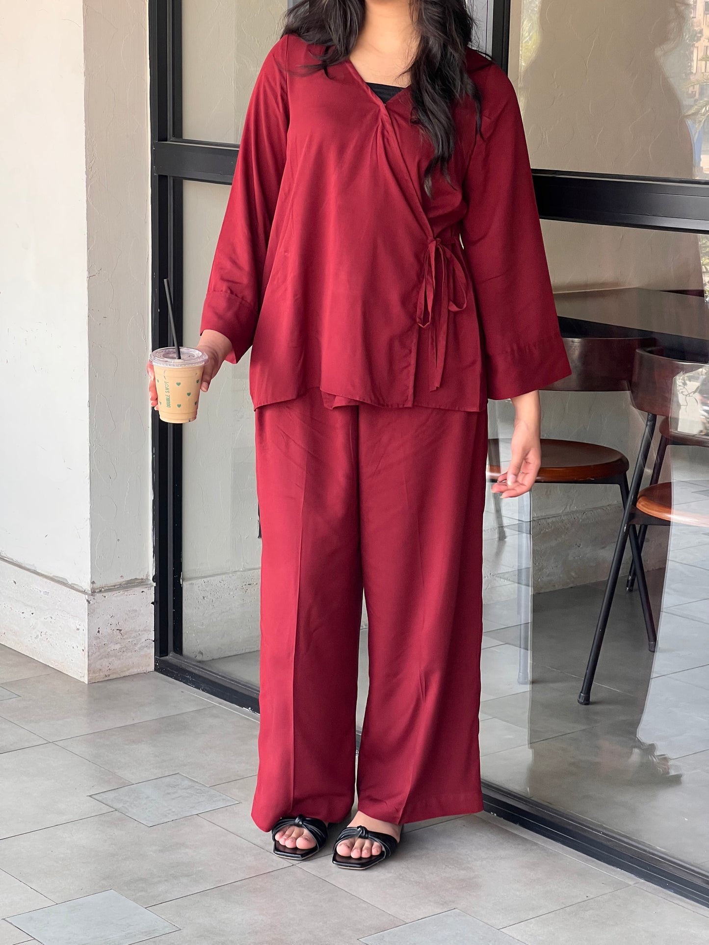 Maroon Wrap Co ord