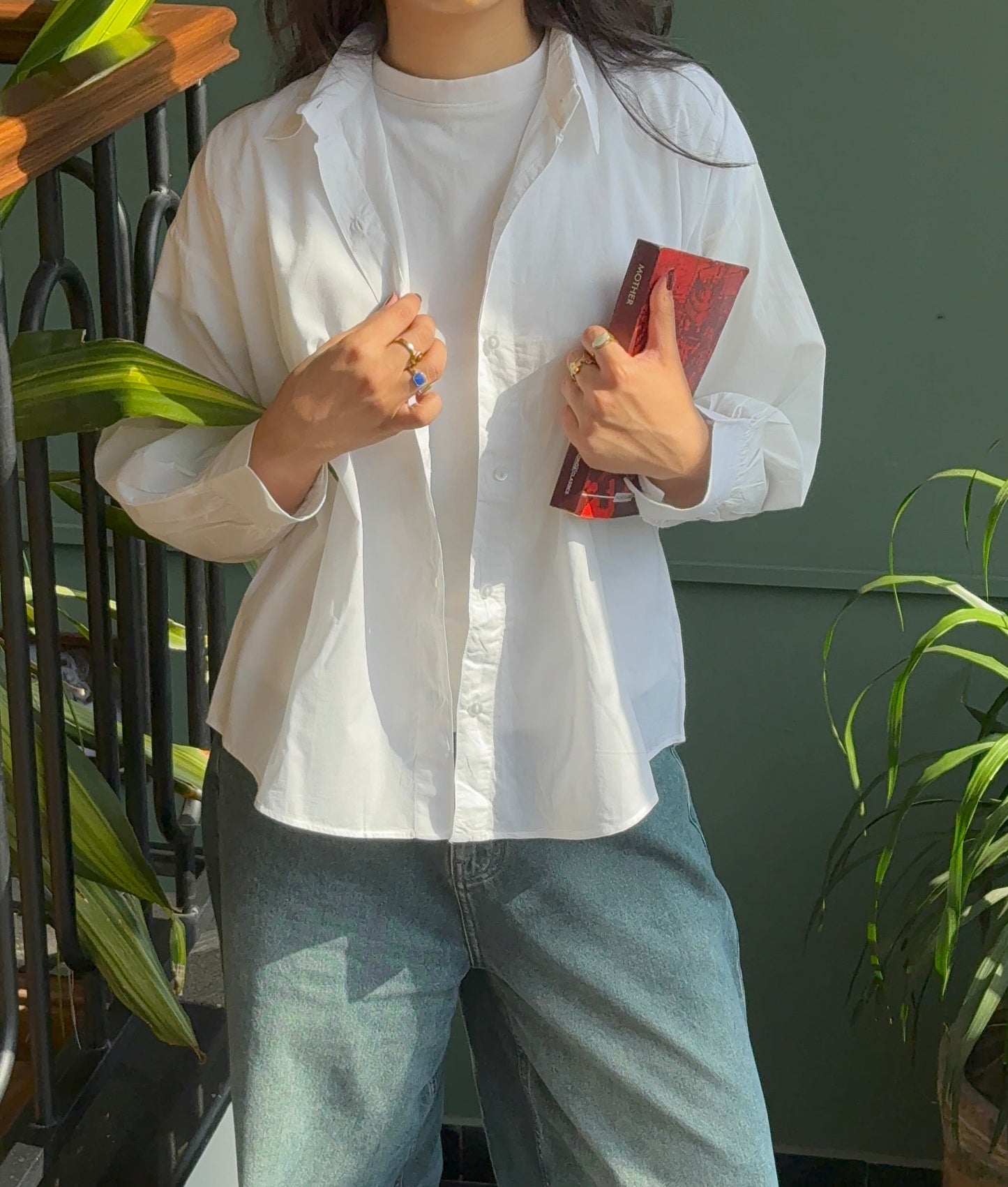 White baggy Button down