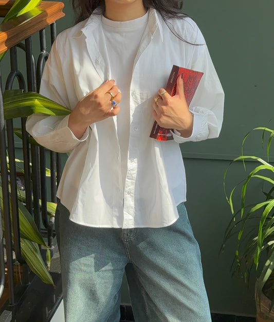White baggy Button down