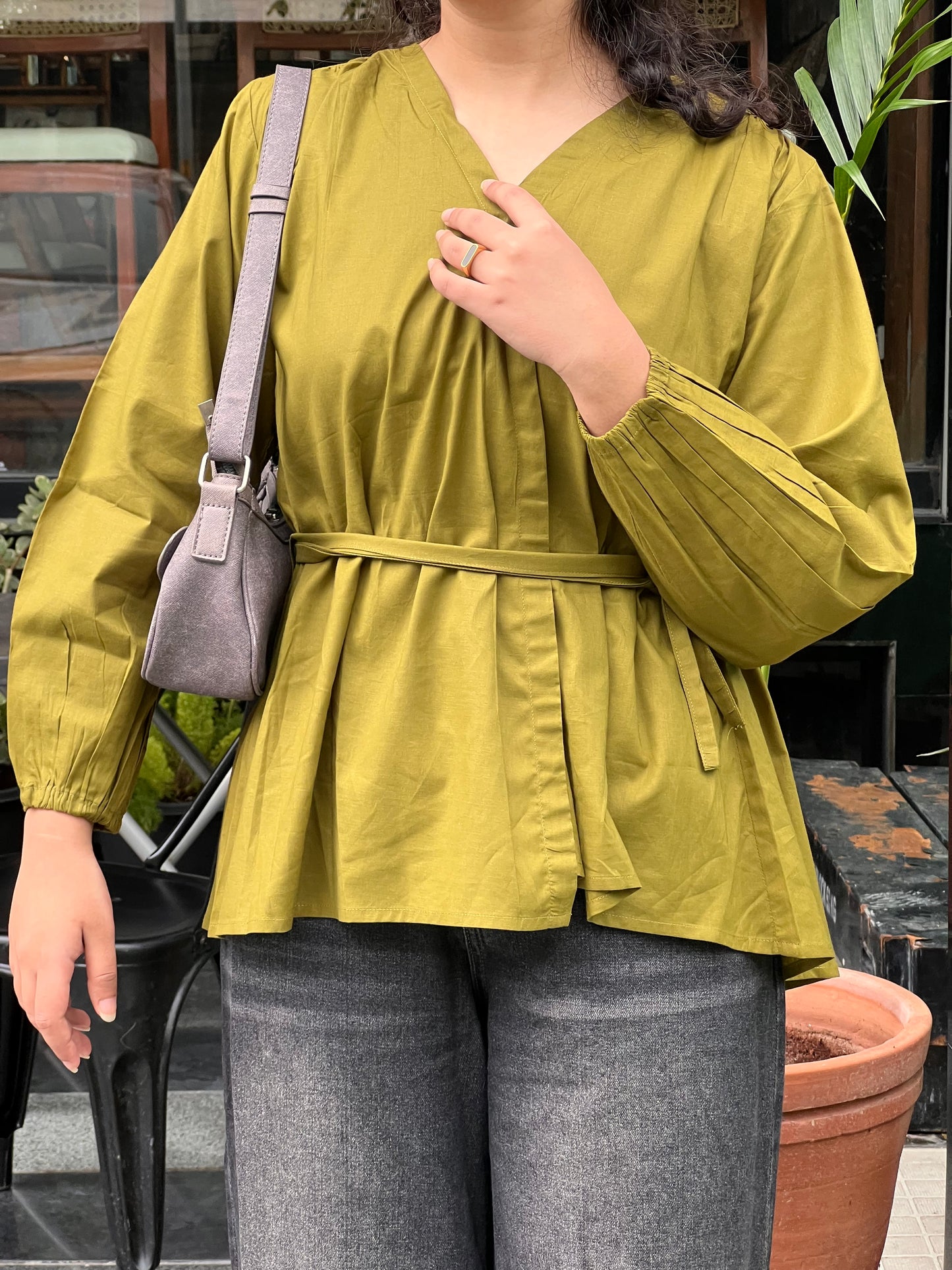 Olive Wrap top