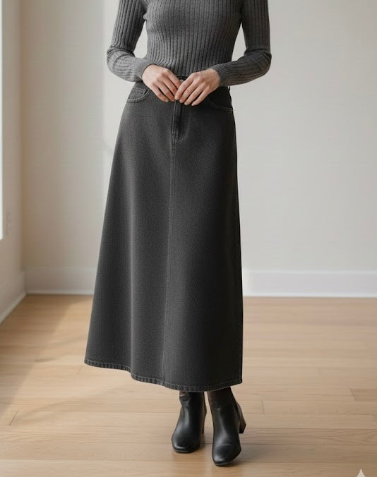 Grey Denim Skirt
