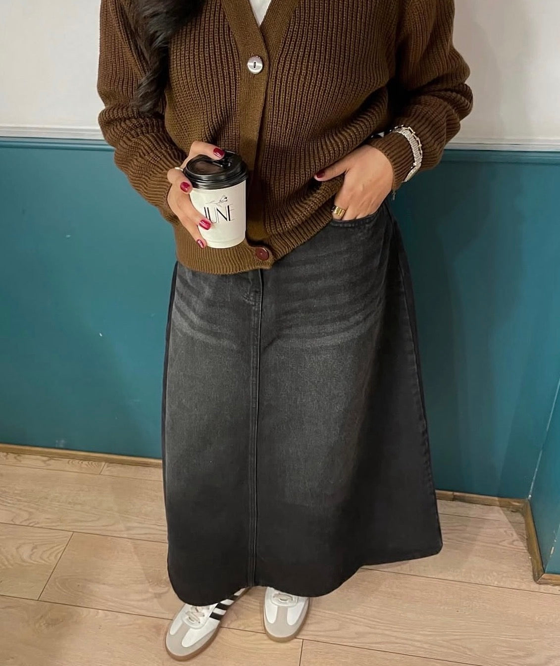 Grey Denim Skirt