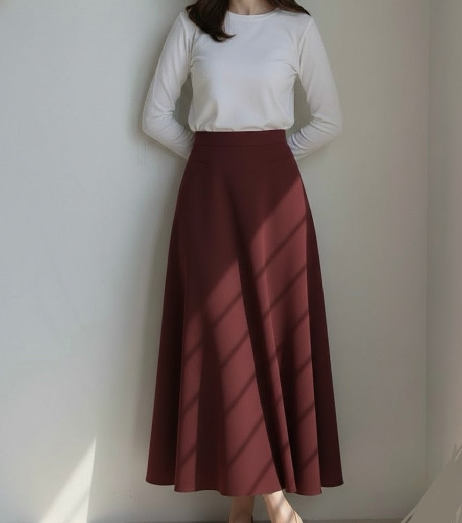 Maroon Umbrella Skirt