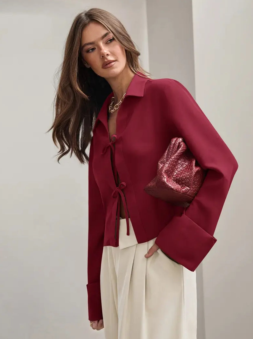 Lace up Maroon shirt