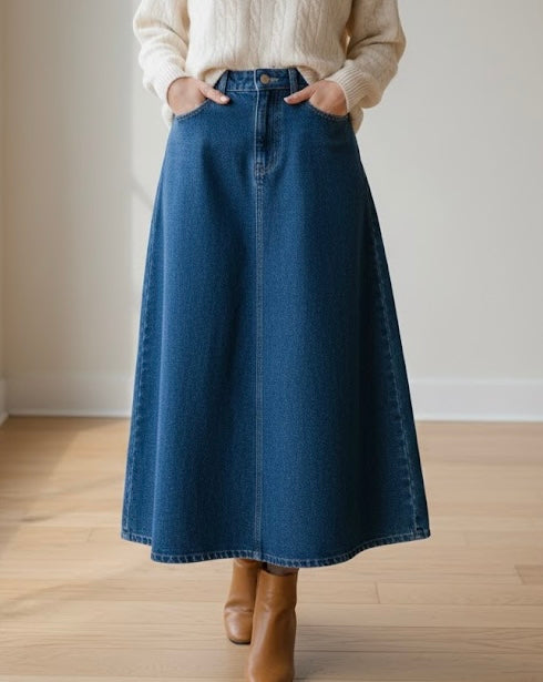 Dark Blue Denim Skirt