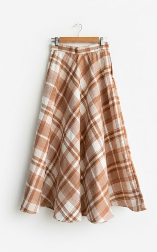 Plaid Cream Skirt
