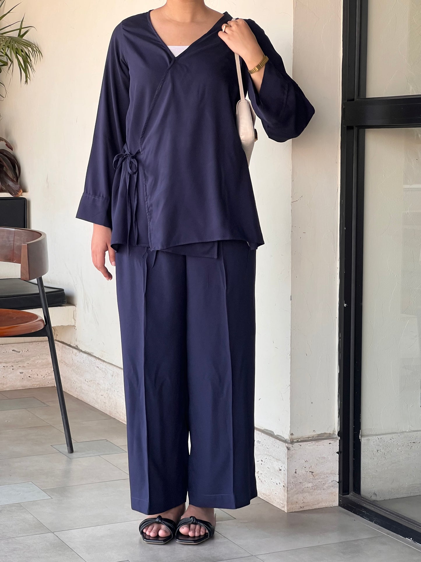 Navy Blue Wrap Co ord