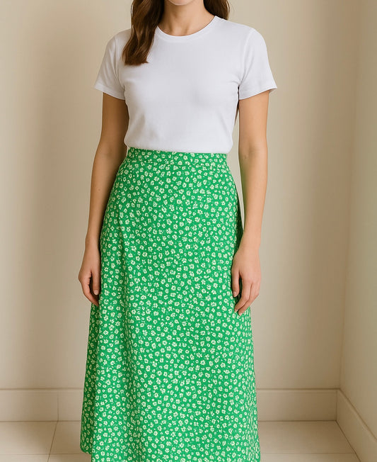 Mint floral skirt