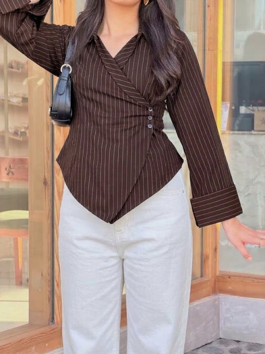 Chocolate Pinstripe Top