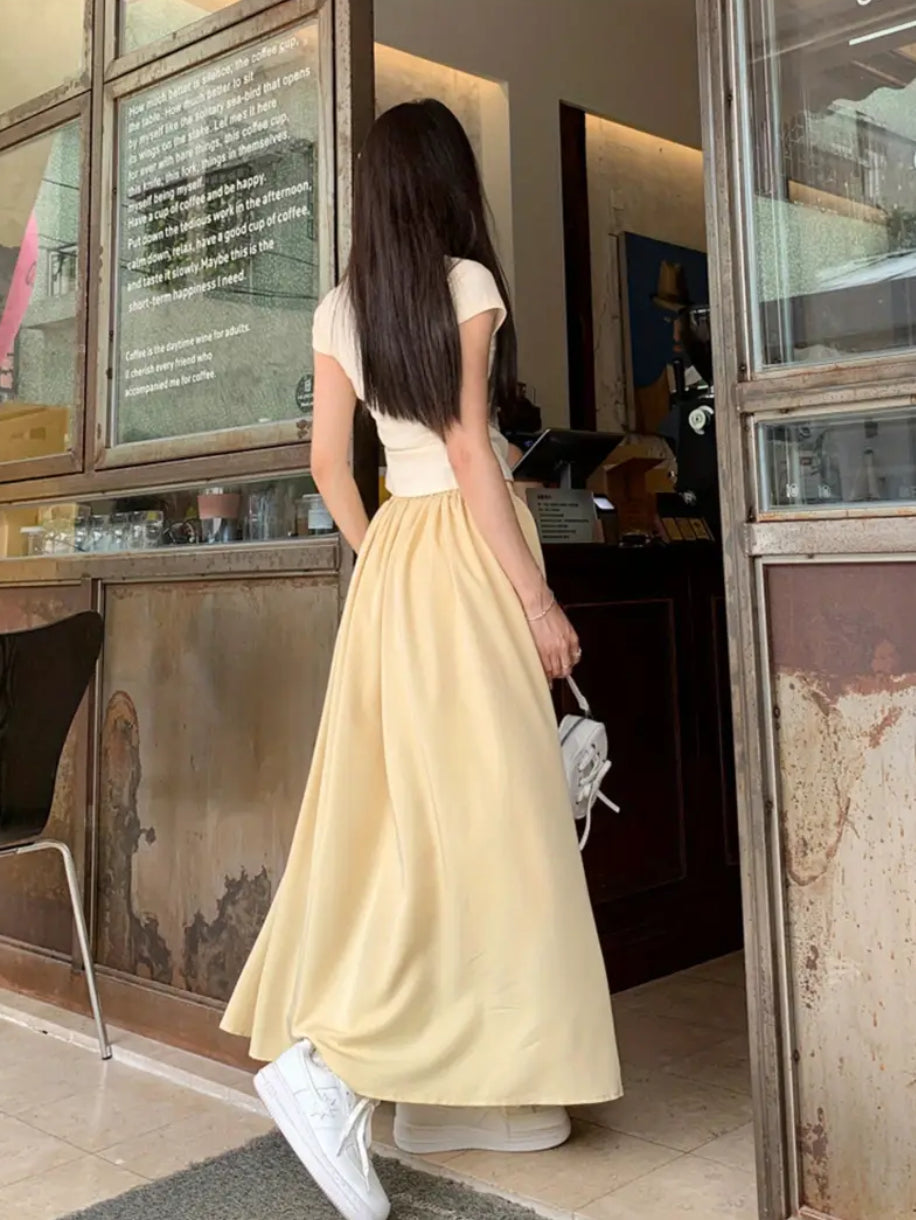 Butter yellow maxi skirt